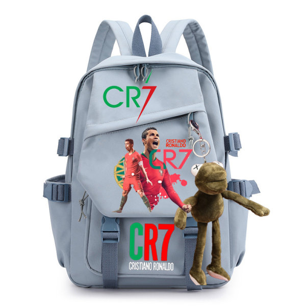 CR7 ryggsäck i canvas student skolväska för män och kvinnor axelväska 18