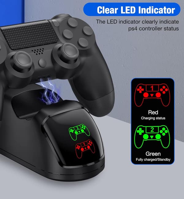 Dobbelt ladestation til to PS4/PS4 Slim/PS4 Pro controllere