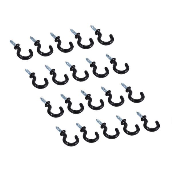 50 kpl 2,8 cm Kuppikoukku Mukikoukut Varsi Metalliruuvi Muovipinnoitettu Ripustus Musta