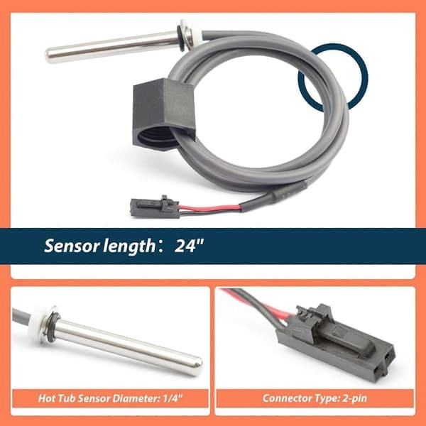 2X Rørsensor til Balboa Spa Varmelegeme M7 System med 24 tommer Kabel Temp/Høj Grænse, Rørsensor til 30042 30382 Po farve