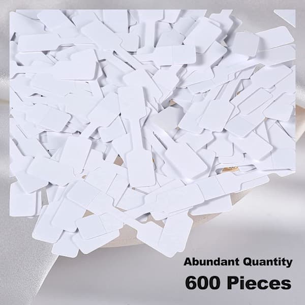 600 stycken tomma smyckesprislappar 6 x 1,2 cm självhäftande prislappar