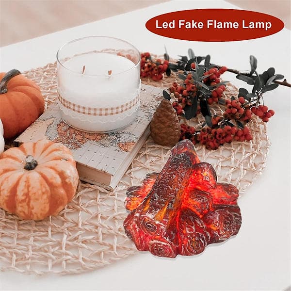 LED Simulerad Eldflamma Lampa, Flamlös Spislampa LED Eldstad med Realistisk Vedeldningsflamma