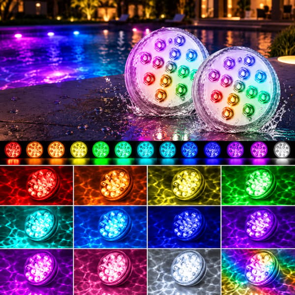 Vattentät LED-poolbelysning med fjärrkontroll 2-Pack