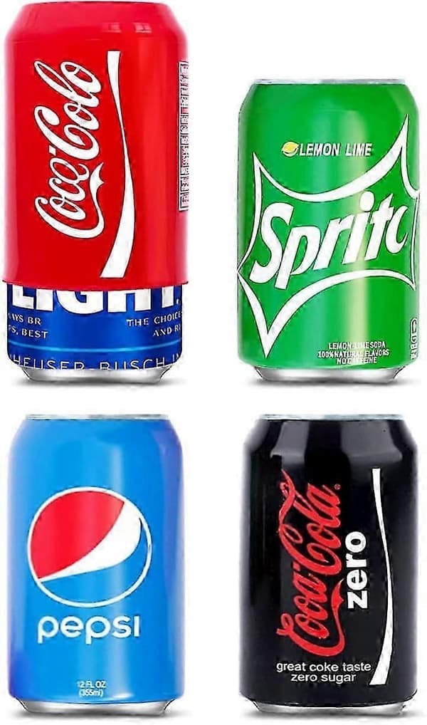 Silikoneovertræk formet som sodavandsdåser til 355 ml dåser, 4-pak blandede farver