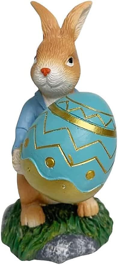 Påskeharefigur i harpiks, hagefigur, kaninfigur, påskeeggpynt til plen