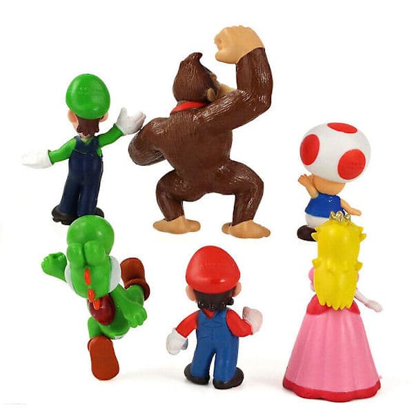 6-pack Super Mario Mini Figurer Leksaksdockor Dekoration Samlingsmodell Prydnader Barnpresent