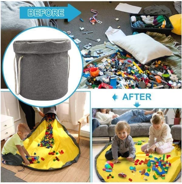 Oppbevaringsboks med integrert lekematte - legomatte CAT & MOUSE