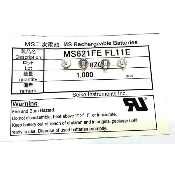For SEIKO MS621FE FL11E 3V 5.5 mAHr oppladbart batteri superkapasitet A 4Pcs