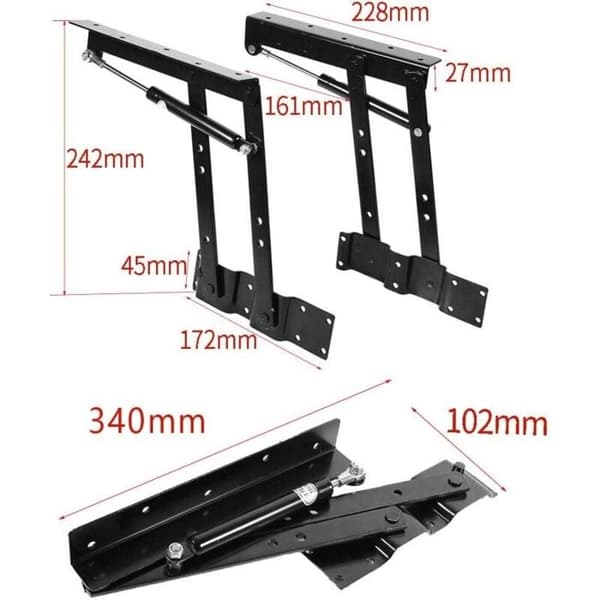 Hydraulisk hængsel - AIMOONSA - Løft Op - Sort - Stål - Belastning 50 kg