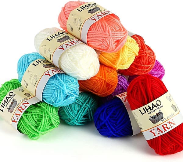 Akrylstick- och virkgarnspolar (12-pack, 26 m/spole)
