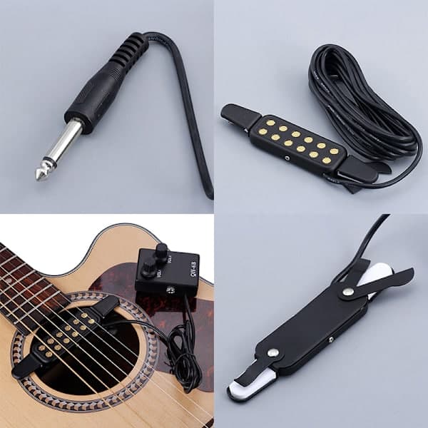 Clip-on pickup akustisk gitarr bas pickup 12-hålsgivare