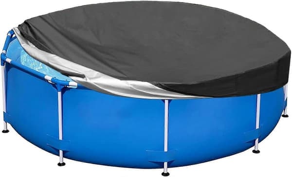 TCGG Poolskydd, 244 cm runt poolskydd, ovanjordspoolskydd för vintern, vikbart vattentätt och dammtätt
