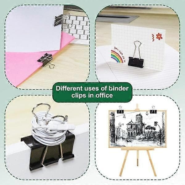 60-pakning binders, store multifunksjonelle klips, 15 mm