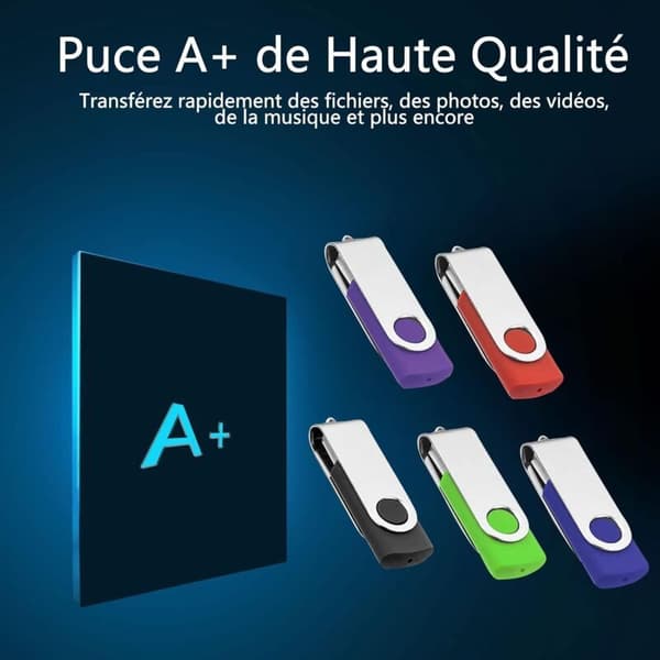Pakke med 5 32GB USB Flashdrev 2.0 Hukommelsespinde Drejelig Opbevaring USB Nøgleringe U Disk