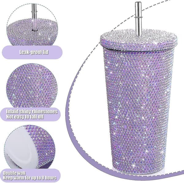 Kimalteleva timanttimuki, glittervesipullo kannella Purple