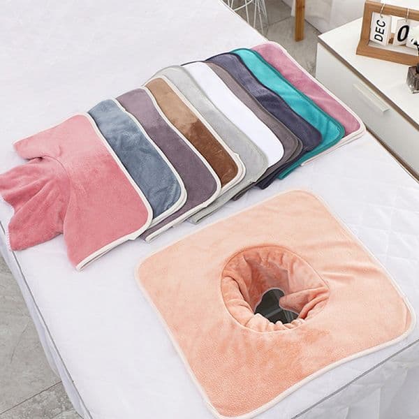 35*35cm Skönhet SPA Massagebordsplankning Ansiktshandduk med hål Orange