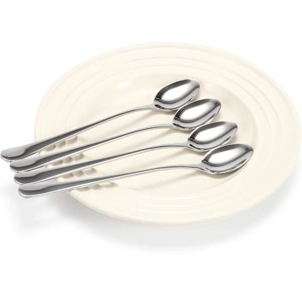 Latte-skeer, sæt med 4 lange skeer, kaffeskeer i rustfrit stål, teske ideel til lattekaffe, espresso
