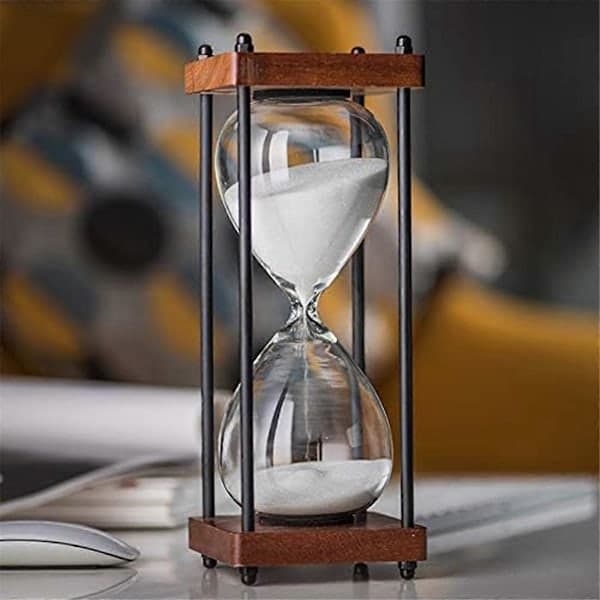 Stort timeglas 60 minutter, dekorativt timeglas i træ