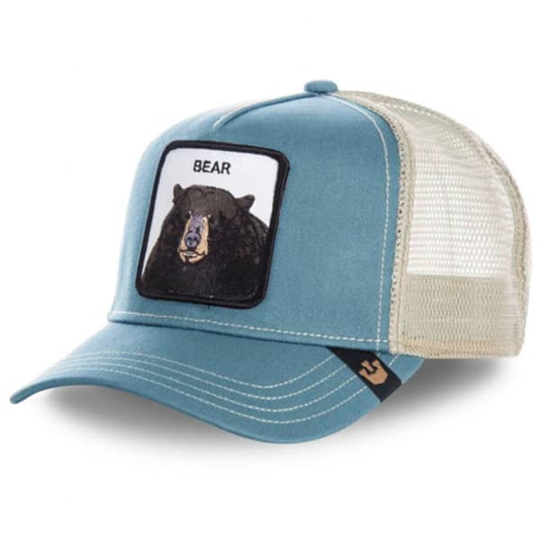 Fiskenetthette med brodert dyredesign Bear Blue