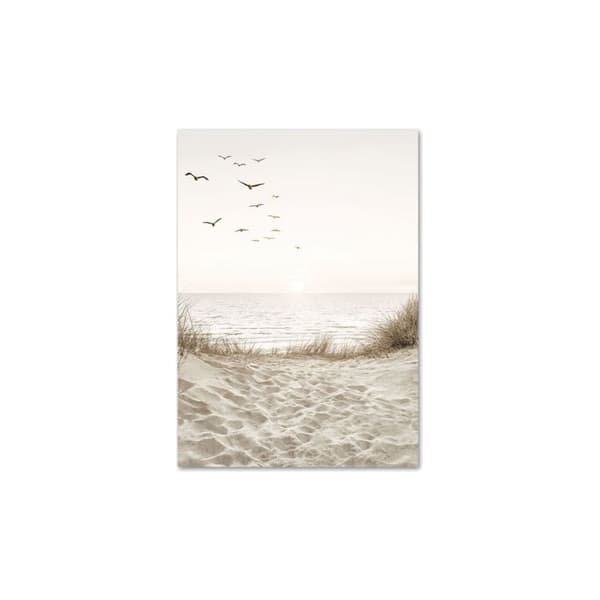 Set med 3 väggkonsttryck, 30x42cm – Tjockt beige strandpapper – Redo att hängas för vardagsrum, sovrum, kontor