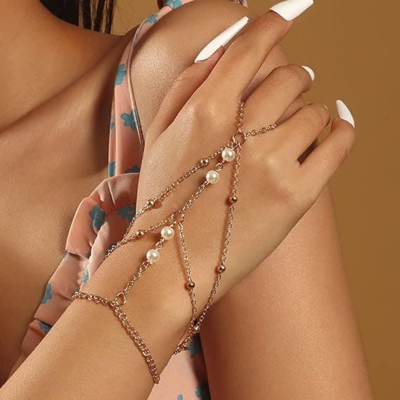 Armbåndsring Håndkæde Boho Kvast Krystal Slavearmbånd til