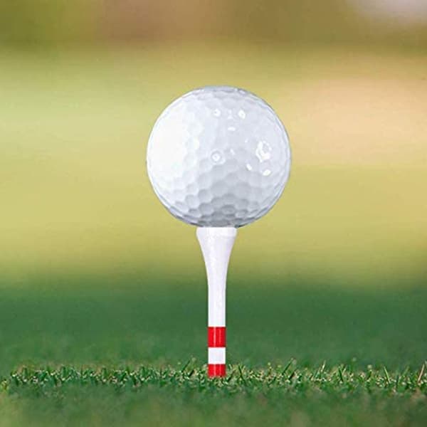 100 golfpeggar i trä - 100 stycken 70 mm / 83 mm bambu vit + röd 70 mm