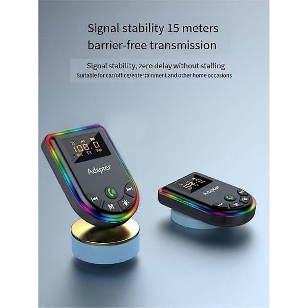5.3 Bluetooth-sender/-modtager 2-i-1 Bluetooth-adapter med LED-display RGB-lys til bil PC TV