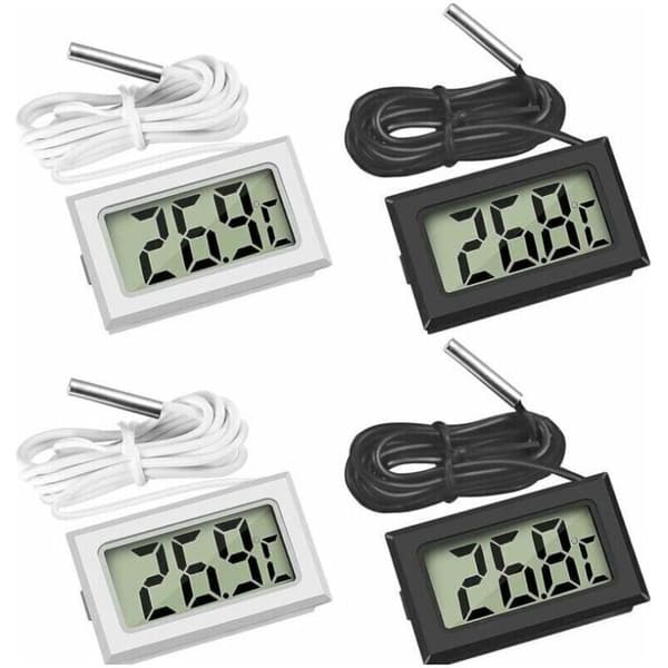 (2X svart 2X vit, 46x28x15mm) Mini digital LCD-termometer med temperatursondsensor