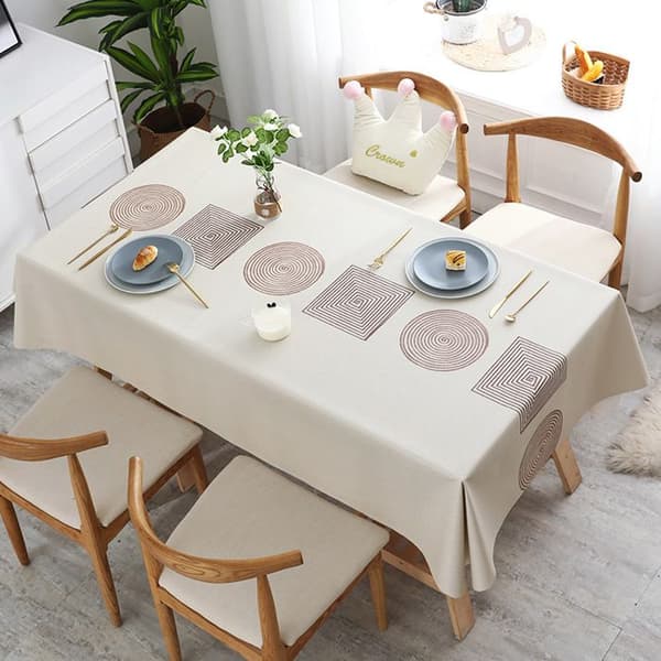 Rektangulær duk - AIMOONSA - 140x220 cm - Beige - Vanntett - Flekkbestandig
