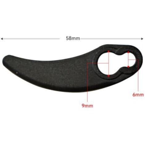 Gräsklipparblad i plast, liten halvmåneform, för 1100W Hover Challenge, svart, 9 stycken