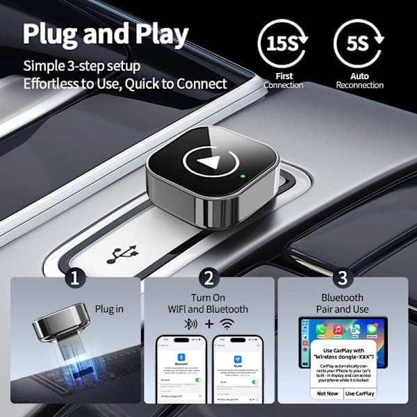 2-in-1 langaton Carplay-sovitin Android Auto langaton sovitin Smart Mini Box USB-dongle Plug and Play WiFi Quick Connect Model 1