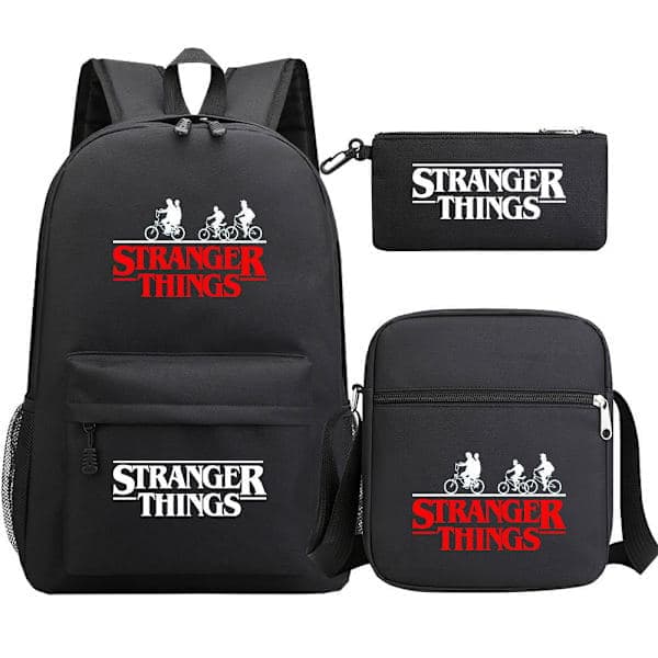 Stranger Things Ryggsäck 3-Dels Set Student Skolväska Canvasväska 4 4
