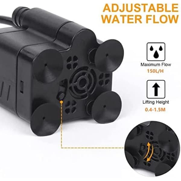 Dränkbar pump, ultratyst vattenpump med fontänpump 3w