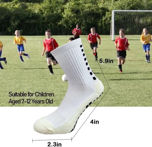 Fodboldstrømper til børn skridsikre fodboldstrømper greb atletisk hvid