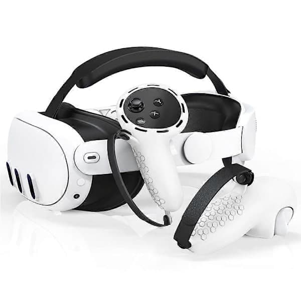 Par silikonetuier til Meta Quest 3/3S Touch Controller Beskyttende Grepsdeksler med Stropper - Hvit Flerfarget Hvit