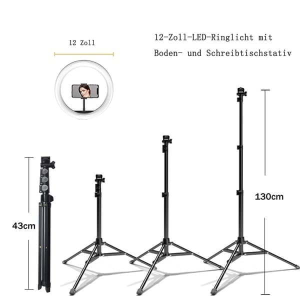Ring Light med Stativ, Selfie Ring Light med 62 tommer Stativ til KLB