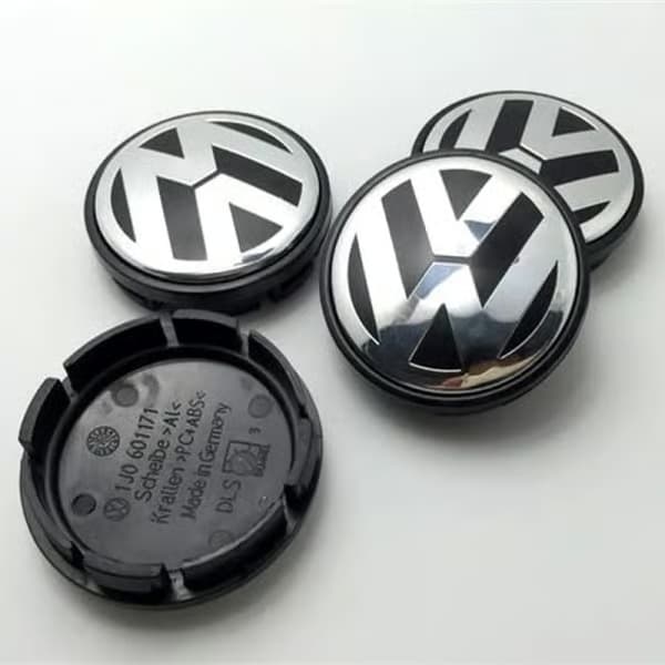4-pak - Volkswagen VW hjulkapsler / hjulkapsel emblemer - Bil sølv