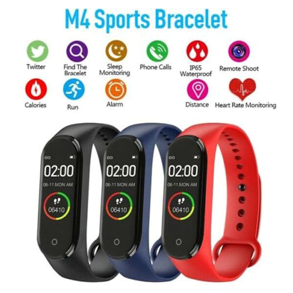 Smart Digital Klocka Armband M4 Män Kvinnor Hälsa Sport Tracker Blue