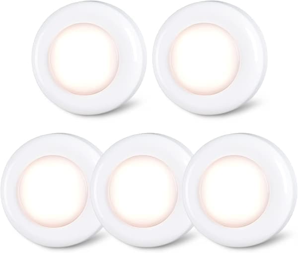 Tryklys Mini Touch Tryk Spotlys Indendørs Bærbare LED Pucklys Batteridrevne til Underskabe Varm Hvid