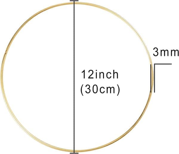 2-pack 30 cm metallblomkrans Makrame guldring för