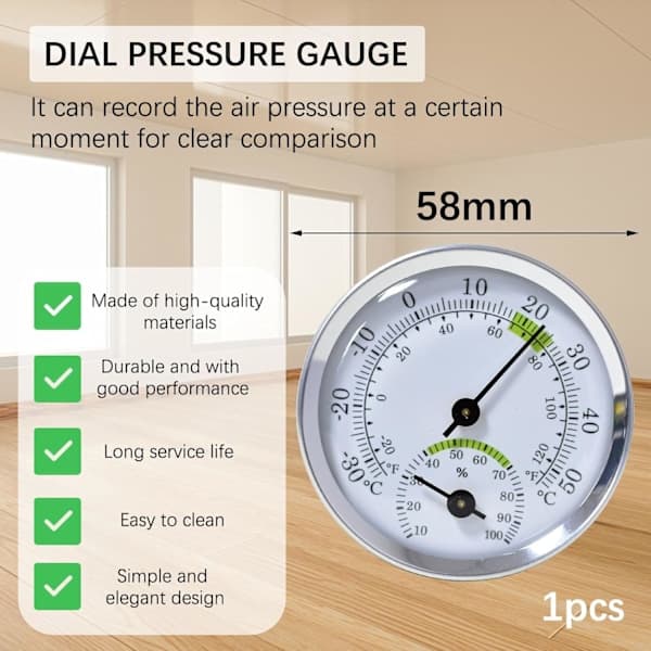 Hygrometer Termometer, Indendørs og Udendørs Termometer, Fugtighedssensor, Indendørs Hygrometer, Analogt Hygrometer, Hygrometer Termometer, Batterifri,