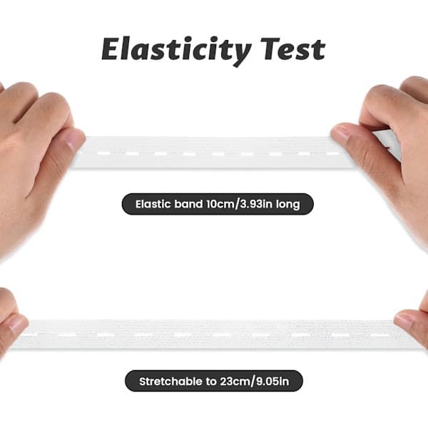 Justerbart elastikbånd med knaphuller og 10 knapper - Elastisk linning til tilpasning Hvid