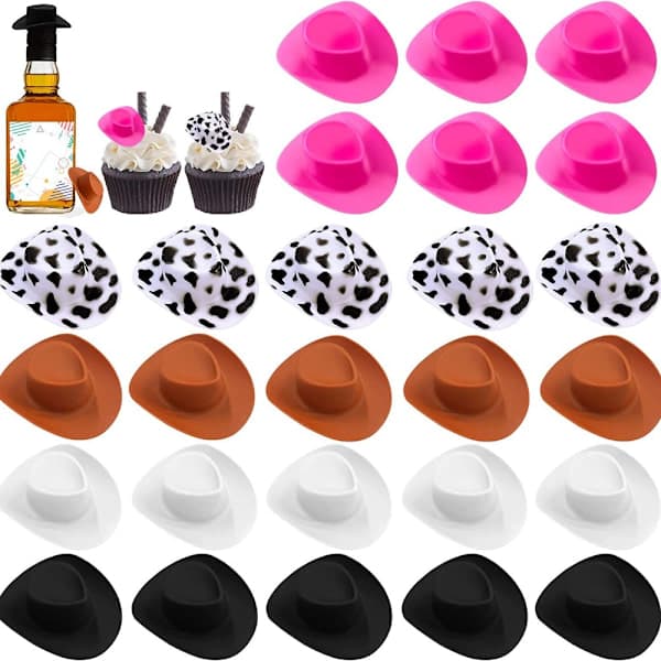 20 st Mini Cowboyhattar Möhippa Cowprint Bx 20 pcs