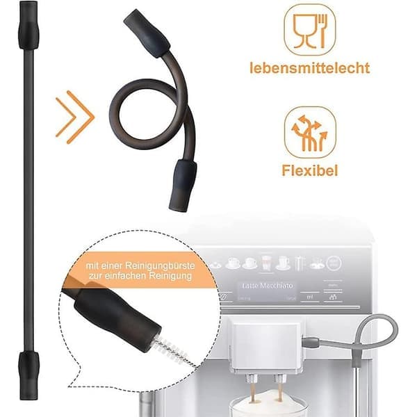Erstatningsslange + sæt: Til Bosch Veroaroma, Siemens Eq.6 kaffemaskiner (mørkegrå)