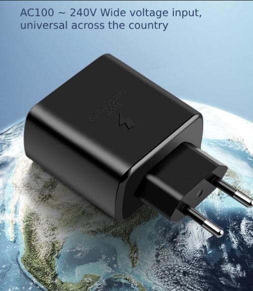 Hurtig oplader 45W til Samsung USB-C + 2M USB-C kabel - EU - Sort