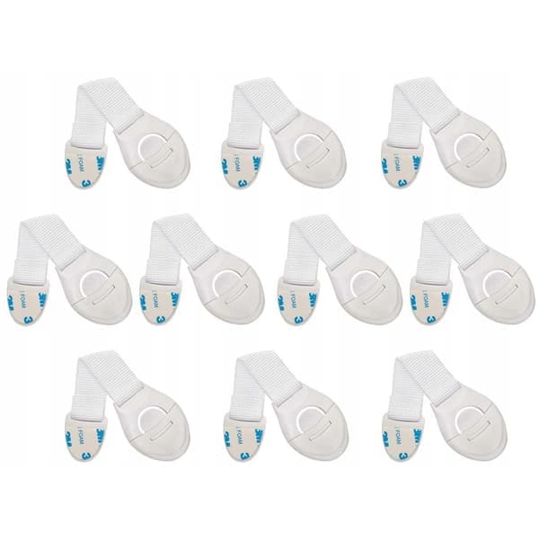 10x Skaplås / Skuffelås / Barnesikring hvit