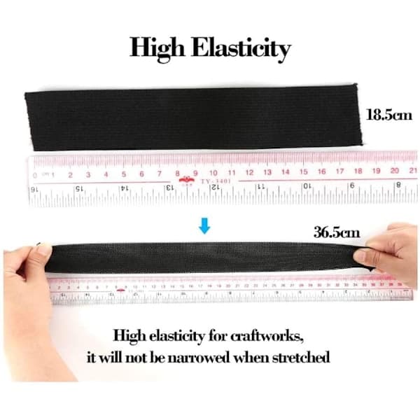 5m svart elastisk bånd - 3cm elastisk bånd