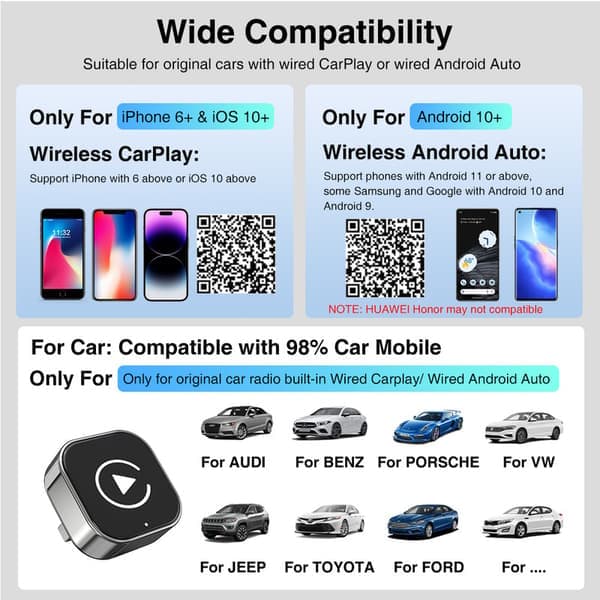 2-in-1 langaton CarPlay-sovitin Android Auto langaton sovitin Smart Mini Box USB-dongle Plug and Play WiFi nopea yhteys