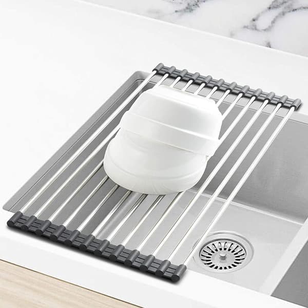 Opvaskestativ Rustfrit stål tørrestativ Rulbart Foldbart 1-Pack