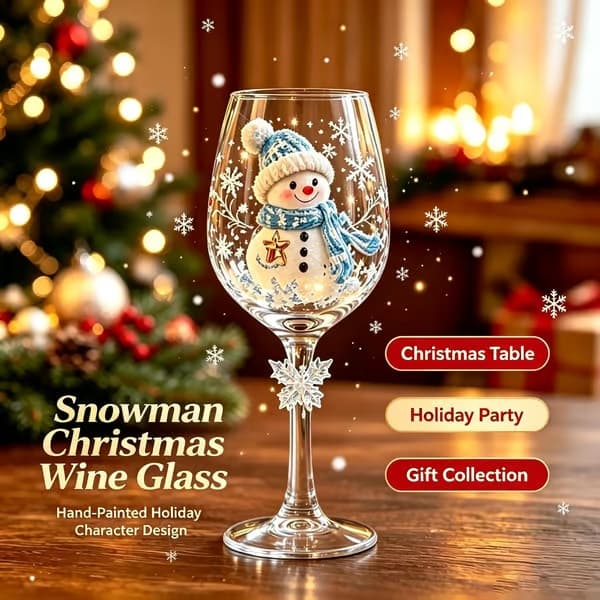 3D-julvinglas, snöflingedekorerade, 6-pack